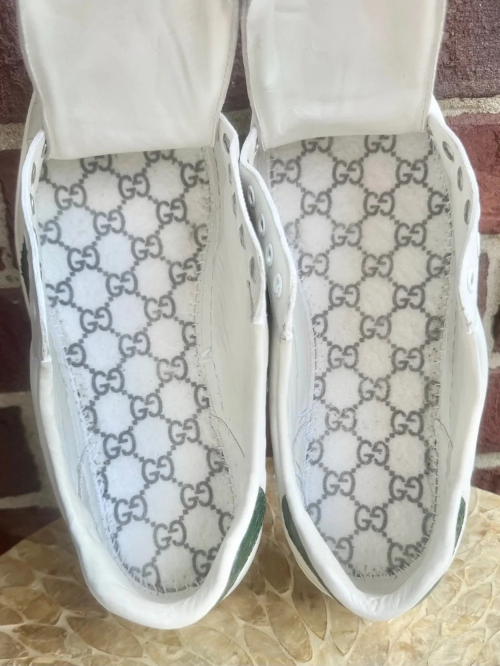 GUCCI Ace Sneakers Men’s Size 8 White Leather Low Top Lace Up - Picture 8 of 10